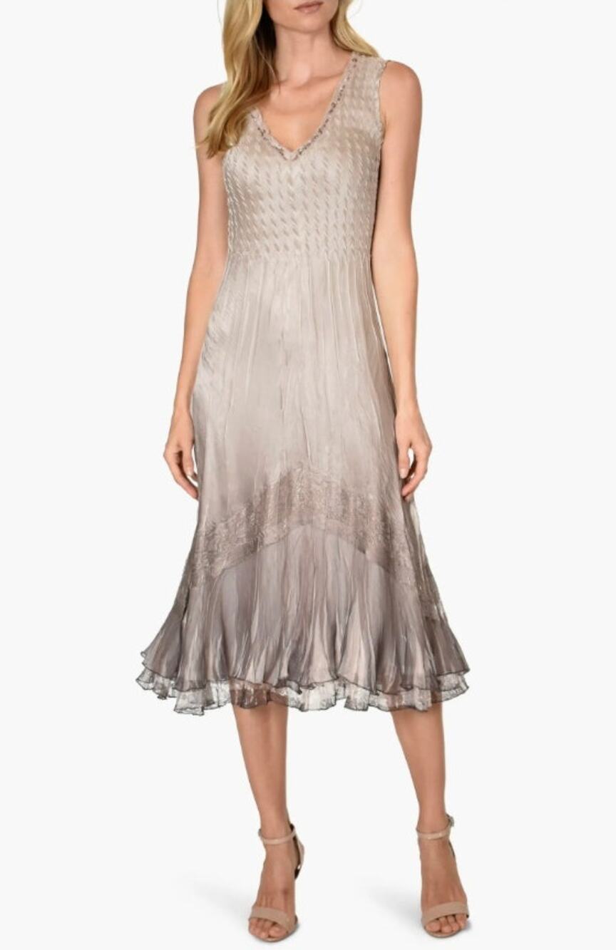 Komarov Beaded Charmeuse & Chiffon Tiered Ruffle Dress Size XL NWOT Nordstrom